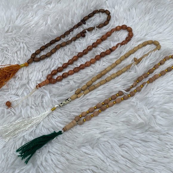 Tasbeeh Lot of 4 Prayer Beads Brown Tan Real Wood Beads Handmade Tasbeh Set of 4 - Picture 10 of 10